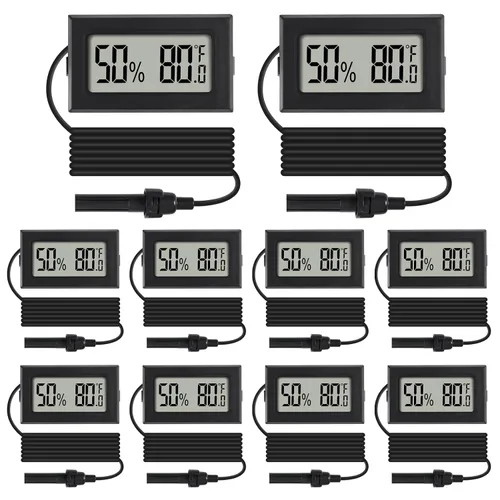 Vista 8 de Mini termómetro digital higrómetro medidor interior con sensor de sonda LCD medidor de temperatura humedad Fahrenheit medidor para incubadora reptil