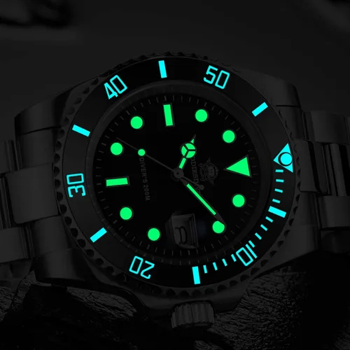 Vista 2 de ADDIESDIVE Quartz Dive Watch for Men Diver 200M Steel Strap Luminous Multicolors Dial Black Blue Green