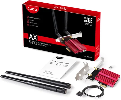 Vista 8 de Cudy Wi-Fi 6E Bluetooth 5.3 PCIe Adaptador AX5400 con OFDMA, WE3000S