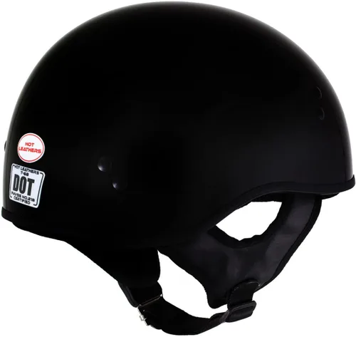 Vista 6 de Hot Leathers HLT68 Gloss Black The O.G. Advanced DOT Skull Cap Motorcycle Half Helmet Biker