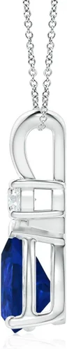 Vista 66 de Angara Colgante de lágrima de zafiro azul natural con diamante en plata/oro macizo de 14 quilates/platino Cumpleaños, compromiso, aniversario