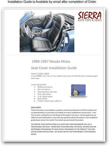 Vista 8 de Mazda Miata kit de funda para asiento delantero estándar 1990-1996 negro, piel de imitación