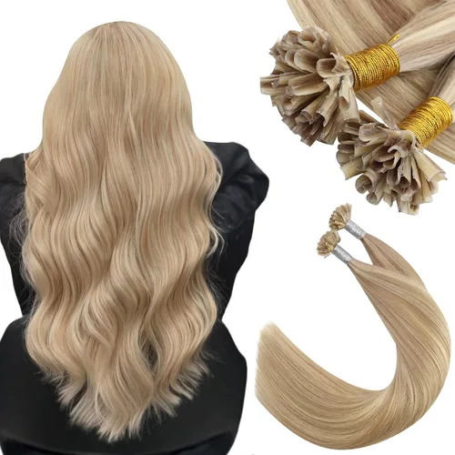 Vista 13 de Ugeat - Extensiones de cabello humano con microanillo, 14 pulgadas, extensiones de cabello Remy con microcuentas de 1 gm/hebra, 50 gms, extensiones