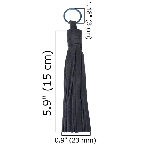 Vista 2 de Handmade Black Grey Leather Tassel Keychain Keyring And Bag Accessory, Leather Tassel For Handbag, Unique Keychain For Women, Leather Key Holder