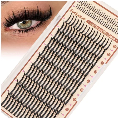 Vista 11 de Racimos de Pestañas de Volumen Completo DIY Extensión de Pestañas 10-18MIX Racimos de Pestañas Curvadas en D 200D Pestañas Individuales Onduladas