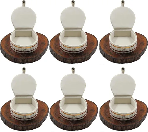 Vista 5 de Accesorios de joyería cosmética de piel sintética, pequeña, redonda, para anillos, aretes, caja de collar, organizador de armario para mujer