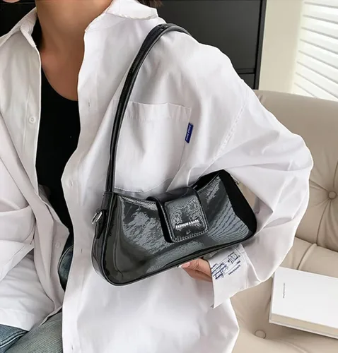 Vista 3 de Bolso de noche para mujer, bolso de mano Y2k, plateado brillante, bolso de mano, bolso de fiesta, lindo bolso metálico