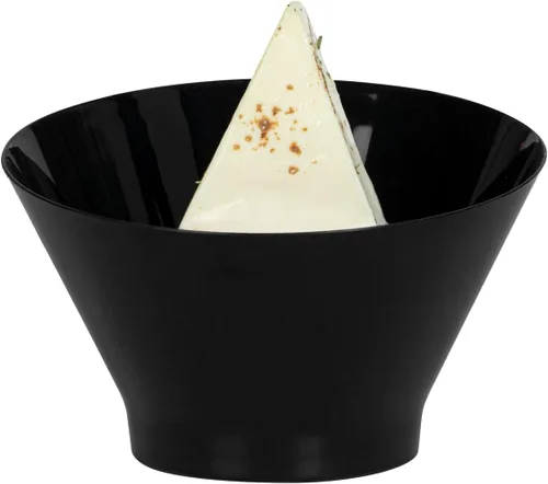 Vista 9 de Restaurantware - Cuencos para servir de 5 onzas, 100 cuencos desechables para aperitivos, diseño inclinado, redondo, cuenco de plástico negro