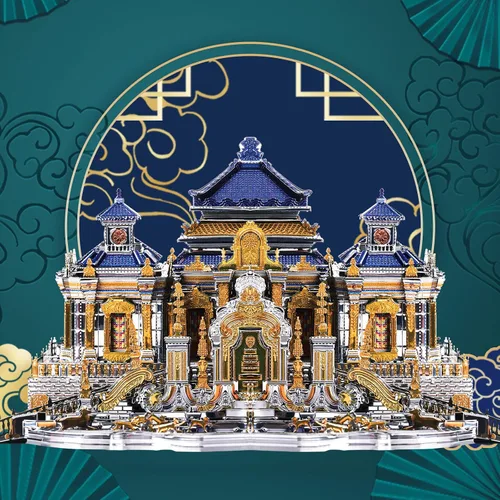 Vista 4 de Piececool Rompecabezas de metal 3D, el antiguo palacio de verano, arquitectura tradicional china, kit de modelos de construcción para adultos