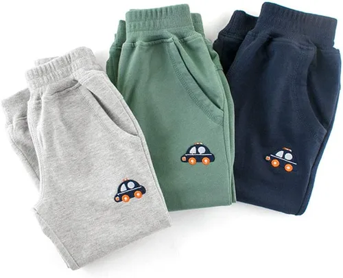 Vista 6 de BeiVSlley Paquete de 23 pantalones deportivos de algodón para bebés y niños, bonitos bordados, pantalones deportivos
