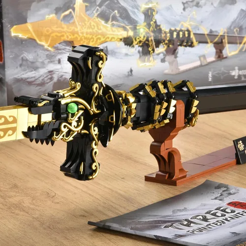 Vista 5 de SATHIBI Juego de construcción de espadas Demon para adultos, modelo de bloque de construcción de cuchillo de 46 pulgadas de largo con soporte