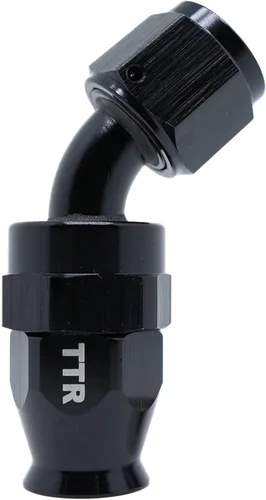 Vista 8 de AN-6 6AN AN6 45 grados PTFE reutilizable giratorio montaje manguera extremo A negro 80-045-06BK