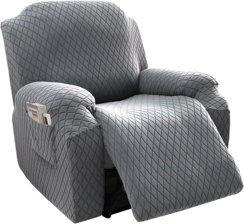 Vista 12 de Funda elástica para silla reclinable, 8 piezas de 1, 2, 3 plazas, funda para sillón reclinable con bolsillo y protector de muebles