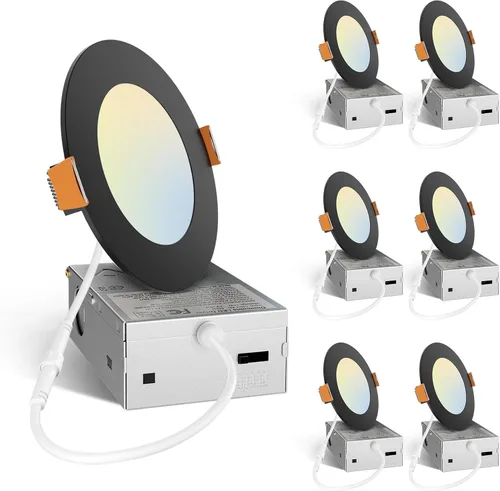Vista 12 de Amico Paquete de 6 luces LED empotrables de 3 pulgadas con caja de Blanco