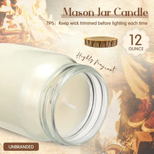 Vista 5 de Mtlee Paquete de 4 velas de soja en tarro Mason de 12 onzas con aceites 60