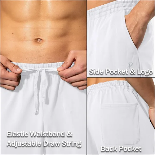 Vista 5 de Pudolla - Pantalones deportivos de algodón para hombre, para yoga, pantalones deportivos con parte inferior abierta, informal, pantalones de jersey