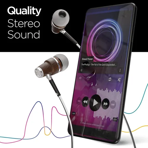 Vista 2 de Auriculares sintonizados NRG 3.0 Premium Madera aisladores de sonido, con micrófono y control de volumen, estilo madera