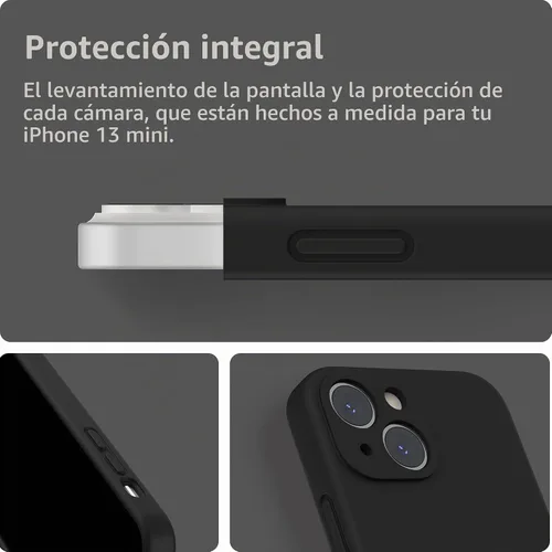 Vista 4 de SURPHY Funda compatible con iPhone 13 Mini con protector de pantalla, (protección de cámara y forro de microfibra suave), funda de silicona líquida