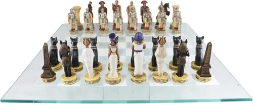 Vista 9 de Ebros Gift Juego de ajedrez con temática histórica, ejército de faraón ptolemaico egipcio contra Augusto César, Imperio Romano, Centuriones, piezas