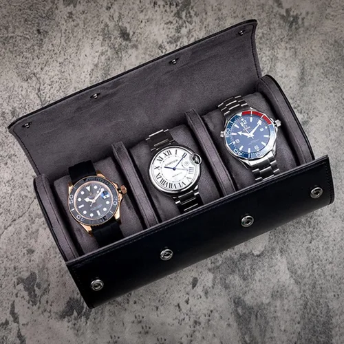 Vista 6 de Estuche Personalizado para Relojes para Hombres y Mujeres, Estuche de Cuero PU Personalizado para Viajes Enrollable para Papá, Nombre Grabado
