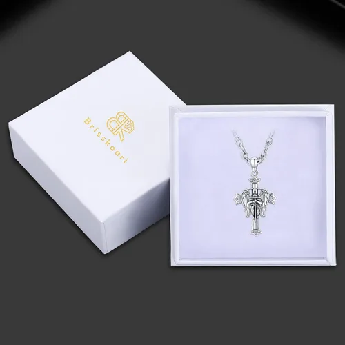 Vista 7 de Brisskaari Collar ovalado de San MiguelSan Cristóbal para mujeres y hombres plata de ley 925 collar con colgante de amuleto de San Patricio arcángel