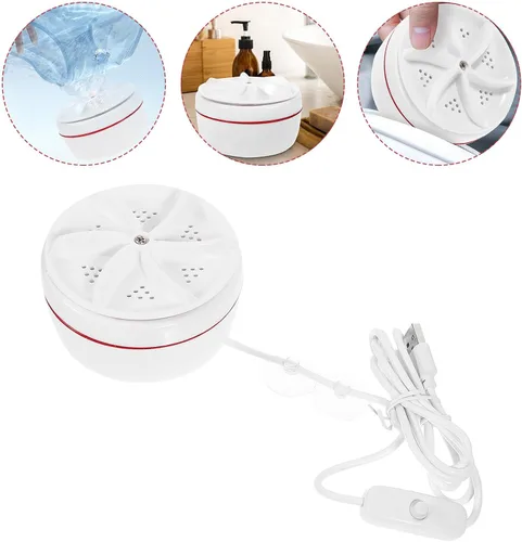 Vista 5 de Balacoo Mini lavadora portátil con turbina alimentada por USB, para viajes, viajes de negocios, uso en apartamentos, pequeña lavadora de ropa ligera