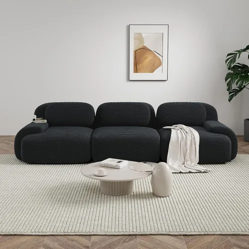 Vista 38 de Sofá sin hueso de 82 pulgadas, cómodo sofá cama de dos plazas, sofá comprimido con asiento profundo, sofá nube de pana para sala de estar
