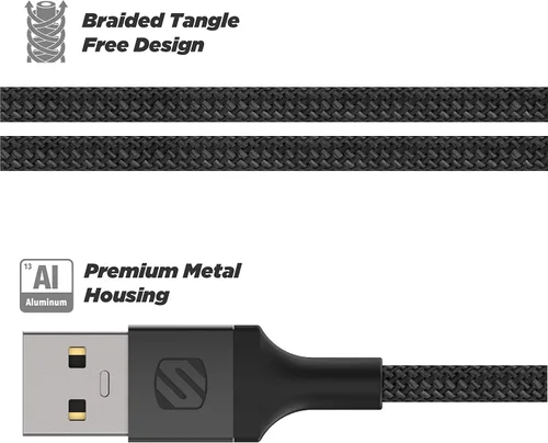 Vista 2 de Scosche CAUXB4-SP Cable de audio trenzado AUX a USB-C, 4 pies, gris espacial