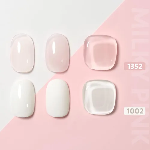 Vista 2 de GAOY Kit de Manicura Francesa, Estampador de Uñas y 2 Esmaltes de Uñas en Gel, Incluye Colores Nude Jelly Rosa Lechoso y Blanco para Punta Francesa