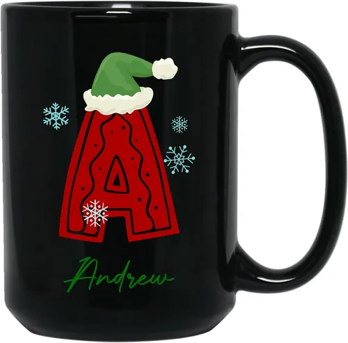 Vista 5 de Tazas de café con iniciales de Navidad 2025, taza con monograma, tazas de Navidad personalizadas con nombres, taza para niños, tazas de café, tazas