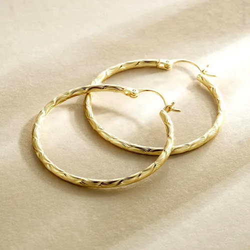 Vista 5 de GLOSOLE 14K Gold Hoop Earrings Large Hoop Earrings Hoop Earrings for Women Hypoallergenic Gold Earrings Hoops Gold Jewelry (35mm*2mm)