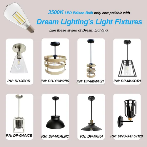 Vista 5 de Dream lighting Bombilla LED Edison de 3 W, 150 lúmenes, blanco neutro 3500 K, luces LED vintage de repuesto para comedor, paquete de 2