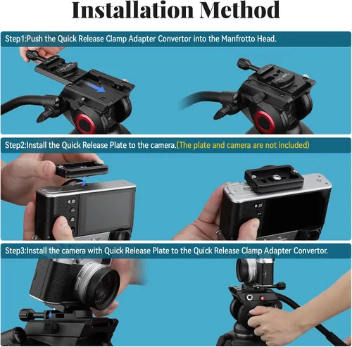 Vista 4 de Haoge CP-MA90 Adaptador de abrazadera QR de placa de liberación rápida para cabezal de video líquido Manfrotto para trípode seleccionado a
