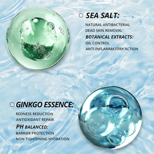 Vista 2 de PORCOPE - Jabón facial suave de aminoácidos, limpiador de poros con infusión de sal marina para pieles sensibles y propensas al acné, limpiador