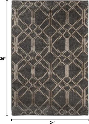 Vista 2 de Superior Alfombra de área de 2 x 3 pies y 0.394 in de altura con respaldo de yute, tejida a la moda y asequible colección Abner, color negro