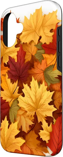 Vista 2 de Carcasa para iPhone 16 con texto en inglés "Fall Foliage Gathering of Autumn Leaves