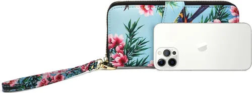 Vista 154 de Cartera de mano para mujer, estilo bohemio, con RFID, elegante, espaciosa con correa para viajes, capacidad para tarjetas, teléfono, dinero