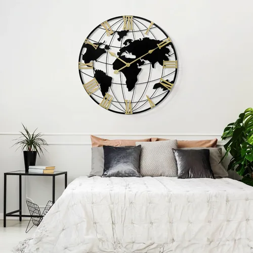 Vista 6 de LEIKE Reloj de pared grande de 24 pulgadas, reloj de pared de estilo moderno con mapa del mundo, reloj grande para decoración de pared, sala