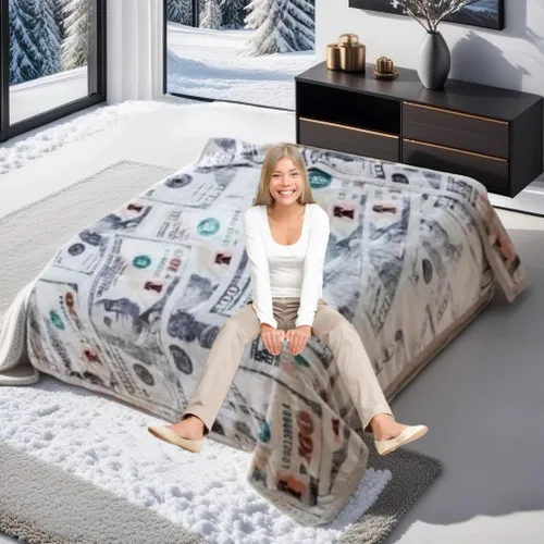 Vista 3 de Manta con diseño de lobo, 3.5 libras, ultra suave, de felpa, cálida