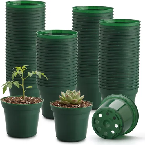 Vista 10 de RooTrimmer Paquete de 160 macetas negras de 3 pulgadas, plántulas de plástico, iniciador de semillas, macetas de germinación con drenaje