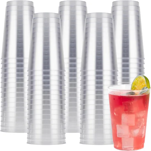 Vista 8 de Goodluck 50 vasos de plástico transparente de 12 onzas para fiestas, vasos desechables de plástico transparente, vasos de cóctel para bodas, Acción