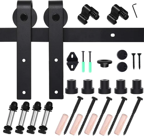 Vista 4 de TSMST Kit de herrajes para puerta de granero de 6 pies, riel de puerta corredera resistente para puerta de madera individual de 36 pulgadas, fácil