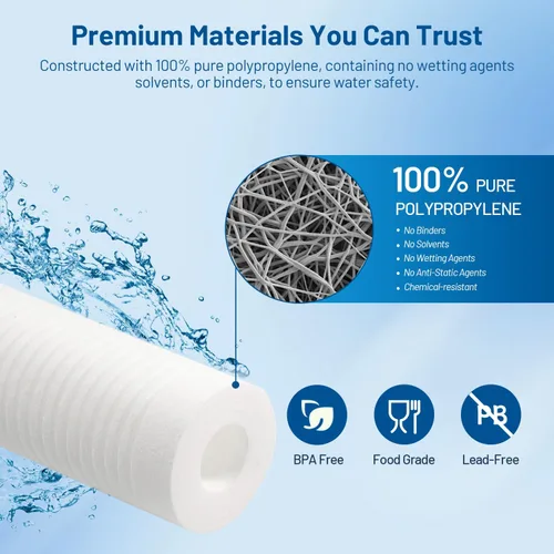 Vista 4 de Whole House - Cartucho de filtro de agua para pozos de sedimentos ranurados de 0,5 micrones, 10 x 2,5 para AP110, AO-WH-PREV-R2, WHKF-GD05, CFS110