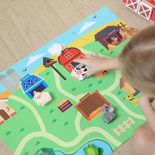 Vista 3 de JAUNTY Montessori - Juguete para niños pequeños de 1, 2 y 3 años, juguete de clasificación de forma de granja de madera para bebés niños y niñas