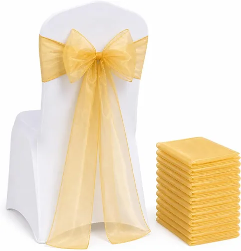 Vista 28 de Juego de 10 lazos para sillas con lazos para atar en la parte trasera, artículos decorativos para bodas, recepciones, eventos, banquetes, sillas