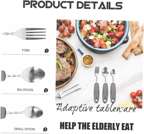 Vista 6 de SHOWERORO 6Pcs Weighted Utensil for Elderly Adaptive Tableware for Adults with Hand Tremors Non Slip Design Convenient Dining