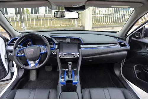 Vista 7 de LEXLEY 4 piezas de panel de puerta interior moldura de puerta cubierta ABS estilo fibra de carbono estilo calcomanía accesorios para Honda 4 puertas