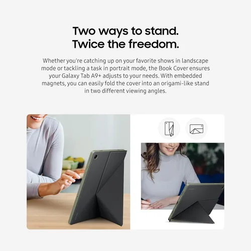 Vista 4 de SAMSUNG Funda tipo libro para Galaxy Tab A9+, estuche protector para tablet, soporte plegable con modos paisaje y retrato, protección contra golpes