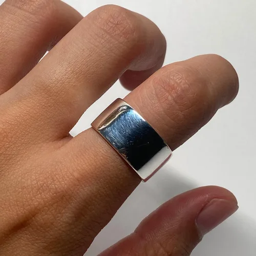 Vista 13 de Anillos de banda ancha de plata de ley 925 vintage hechos a mano para mujeres/hombres, anillo ajustable para el pulgar