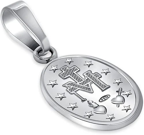 Vista 4 de World Jewels Colgante ovalado de plata de ley 925 milagrosa Virgen María con medalla de fe religiosa para mujeres hombres adolescentes niña